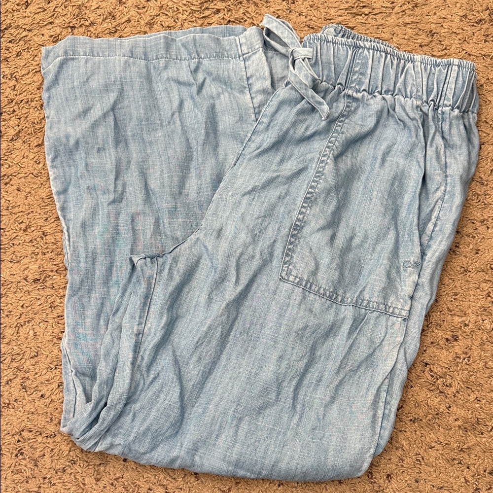 Vineyard Vines Light Blue Denim Drawstring Pants size medium